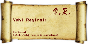 Vahl Reginald névjegykártya